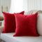 Encasa XO Kissenbezüge aus Samt - 2er-Set (40x40 cm) - Red- Uni gefärbt, weich & glatt, waschbar, quadratisch, großer Wurfkissenbezug für Couch, Sofa, Stuhl, Bett und Wohnbereich