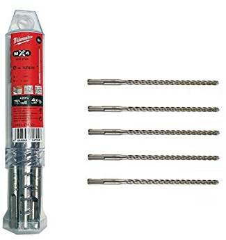 Milwaukee 5 Units SDS-Plus MX4 Drill Bit 6x165mm, Nickel