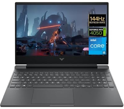 HP Victus 15-fa1001sf Ordinateur Portable Gaming 15,6 FHD IPS 144 Hz, PC Portable Gamer (Intel Core i5-12500H, RAM 16 Go, SSD 512 Go, Nvidia GeForce RTX 4050 6Go, Windows 11), Laptop Gris, AZERTY
