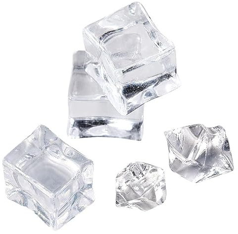 zalati Cubos de hielo artificiales, 20 unidades, acrílicos, reutilizables, de alta transparencia, para accesorios, fotografía, bar, heladería, decoración, 30 mm