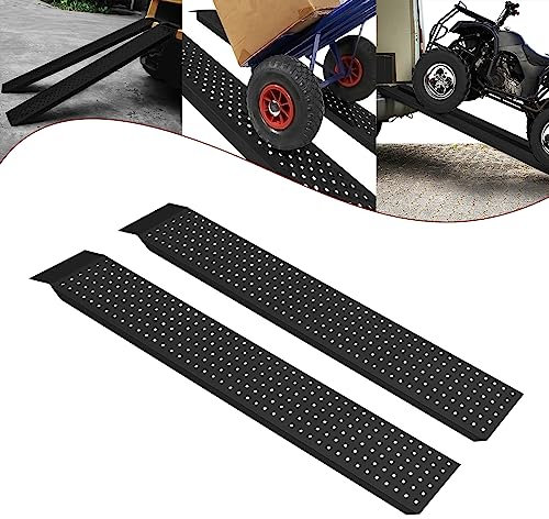 Froadp 2 Stück Auffahrrampe Verladerampe Rampe Auto aus Verzinktem Stahl 135 x 23 x 4,5 cm rutschfeste Anhängerrampe Laderampe für Motorrad Anhänger Rasenmäher Rasentraktor 400 kg Pro Paar (Schwarz)