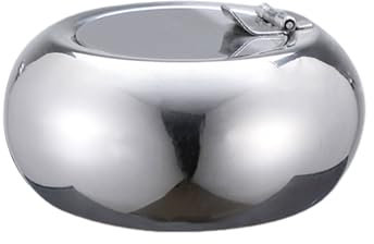 Edelstahl-Aschenbecher mit Deckel - Wiederverwendbar für Zigaretten und Zigarren, Großer Kapazität, Winddicht, Feuerfest und Geruchsdicht