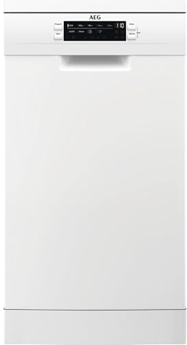 AEG 6000 FFB62417ZW Freestanding Slimline Dishwasher, 45cm, SatelliteClean Spray Arm, AirDry Technology, ExtraHygiene Function, QuickLift Basket, 9 Place Settings, White