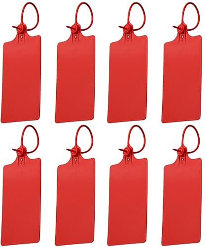 Lot de 100 étiquettes d'expédition en plastique, imperméables et inscriptibles - Auto-bloquantes - Indéchirables - Grande fermeture éclair - Pour étiquetage et marquage - 250 mm - Rouge