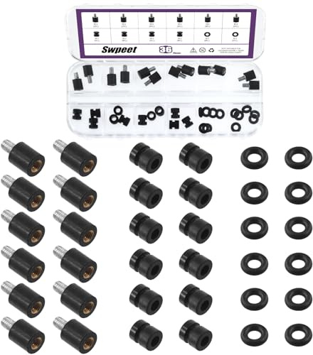 Swpeet 36Pcs M3 Rubber Flight Controller Anti-Vibration Fixed Screws Damper Balls Washer O Rings Assortment Kit, Hardware Spacer Standoffs Soft Mount Vibration Shock Absorber for Flight Controller