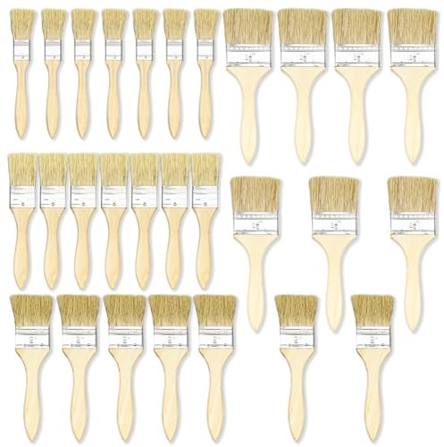 Flachpinsel Set, Pinselset 28 Stück,12/25/38/50 mm Breite, Pinsel Set mit Holzgriff,Malerpinsel Set für Farben Lack Klebstoffe, Flachpinsel Lasurpinsel für DIY Malerbedarf zum Streichen,Farbe, Lack