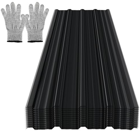 Cecaylie Set di 12 lamiere trapezoidali antracite per copertura del tetto, piastre in acciaio zincato durevoli con antiruggine, per tettoie e altro, 7 m²