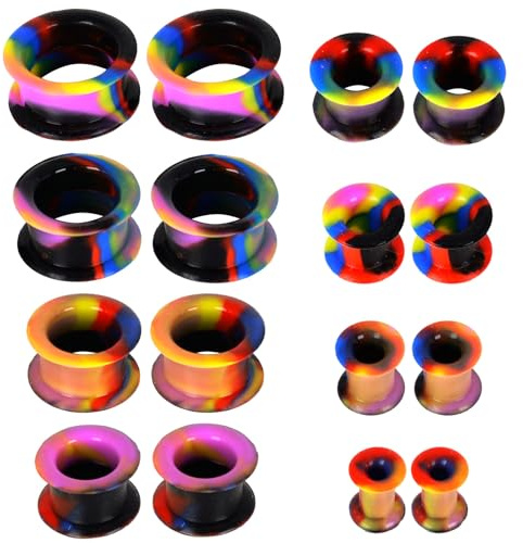 16 Pieces Silicone Flesh Tunnels, Silicone Ear Stretchers Plugs Soft Flesh Ear Tunnel Double Flared Ear Tunnel Plug 6/8/10/12/14/16/18/20mm Body Piercing Expanders for Men Women