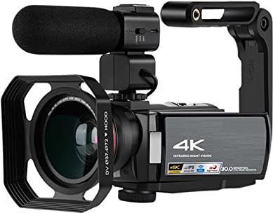QZCX Cámara Digital, Cámara de Video 4K IR VISMACIÓN DE VISIÓN Noche Completa HD AE8 Cámaras Digitales Vlog Profesional de grabadora de cámara de Zoom Digital for grabación de vlog(Bundle B)