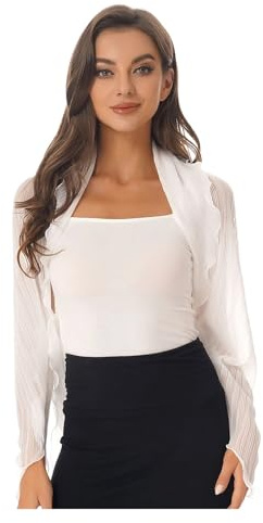Capa Gasa Fiesta Bolero de Gasa de Manga Larga for Mujer, Tipo Camisola, con Abertura Frontal y protección Solar