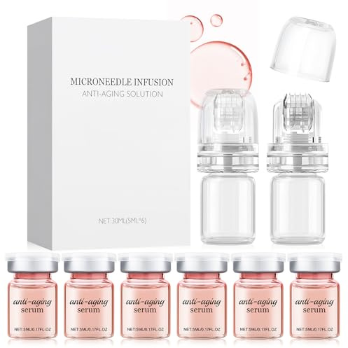 Microneedling Visage, 6PCS Sérum pour Microneedling un Sérum Profondément Hydratant, Anti-Âge et Lissage pour Tous Les Types de Peau