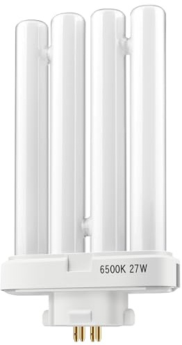 Lampada Fluorescente Compatta GX10Q-4 4 Pin 27W, Bianca Fredda 6500K, Risparmio Energetico Lampadina CFL AC 220-240V, Tubo Luce Diurna per Scrivania, Lampada da Lettura, Scrivania, Confezione da 1
