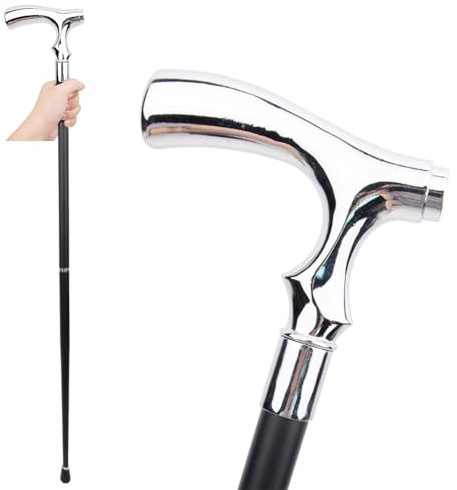 Bastón Antiguo de Plata de Lujo con Mango de Plata, Bastón de Paseo de Colección para Hombres y Mujeres, 92,5 cm