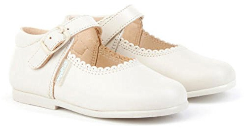 Angelitos Merceditas de Cuero Color Beige para Niña. Marca Modelo 500. Todo Piel. Calzado Infantil Hecho en España. Número 20