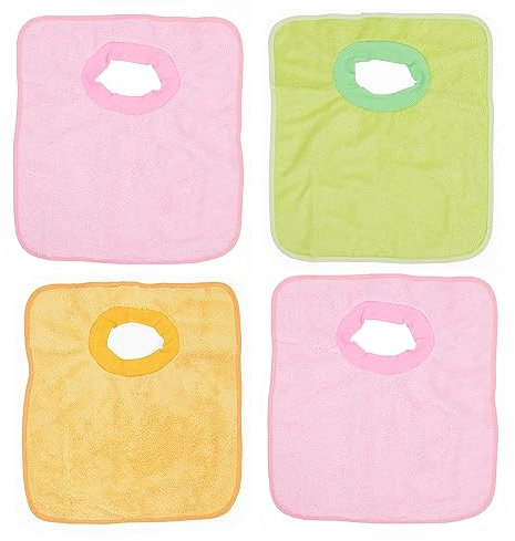 Ti TIN |4er Pack- wasserdichte frottee Babylätzchen, 33x36 cm | Lätzchen mit elatischem Verschluss für Babys von 6 bis 18 Monaten, 100% Polyester Mikrofaser und Vinylfutter, ohne Motiv