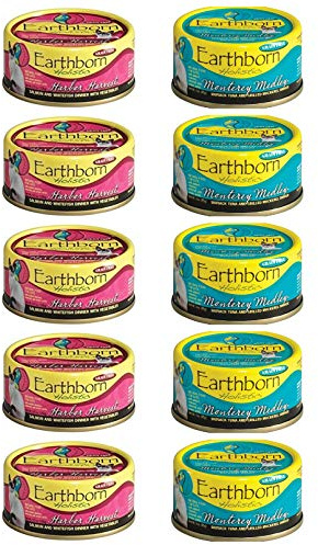 Earthborn Holistic Grain Free Cat Food in 2 Flavors: (5) Harbor Harvest and (5) Monterey Medley (10 Cans Total, 3 Ounces Each)