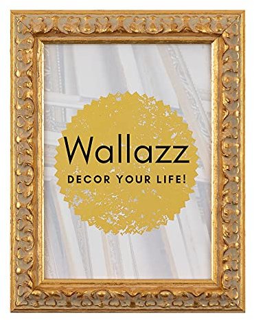 Wallazz Cornice Portafoto in Legno Pregiato - Made in Italy - Vetro Sintetico Infrangibile Crilex - Disponibile in Diverse Varianti - Design Italiano e Qualità Artigianale,50x70cm Foglia Oro