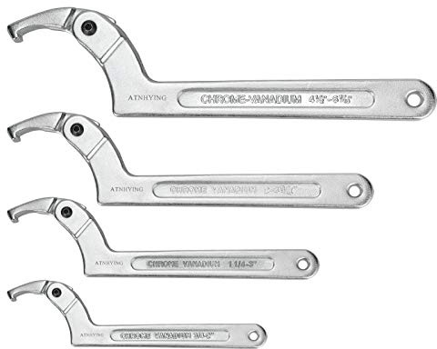 ATNHYING 4 pcs Spanner Wrench Set, Adjustable C Pin Spanner Hook Wrench Tool for Machine Tools, Vehicles, Mechanical Equipments,Round Head3mm5mm6mm8mm (4pcs Square Head)