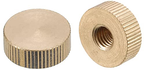 sourcing map Knurled Thumb Nuts, 4pcs M8 x D20mm x H7mm Brass Knurled Nut Flat Head Blind Hole Lock Adjusting Nuts for 3D Printer Parts