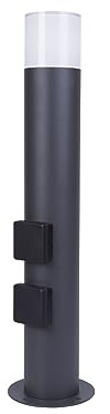 Wegeleuchte mit 2 Steckdosen in Farbe anthrazit aus sehr robustem Aluminium, pulverbeschichtet, für Leuchtmittel mit Fassung E27 (Anthrazit_Steckdosen, Höhe 60 cm)