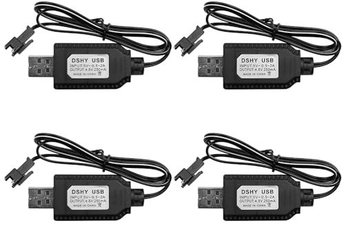 DollaTek 4 Stück 4.8V USB-Ladekabel mit SM-Anschluss RC-Ladegerät für RC Car Splatter Ball Gun FPV Drone Quadcopter