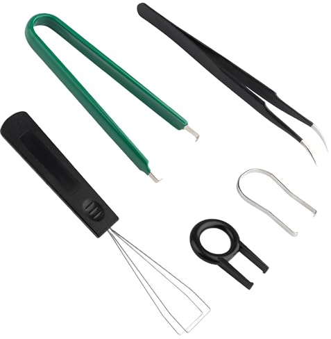 Motroce Kit d'outils de retrait de touches 5 pièces, avec 2 extracteurs de touches, 2 extracteurs d'interrupteurs, 1 pince à épiler et extracteurs d'interrupteur, pince à épiler polyvalente pour