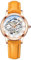 MASTOP Damen-Saphir-Uhren, automatisch, Steampunk, selbstaufziehend, mechanisches Goldarmband, Skelett-Armbanduhr, Lederarmband für Damen, Famale, Orange Gold