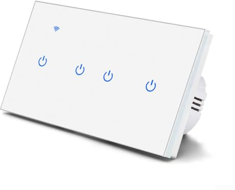 Smart Light Switch, 220V 10A WiFi Touch Switch For Smart Home, Remote Voice Control For For Home, For Alexa Voice, For Tuya, For Smart Life App (4 Gang-White)