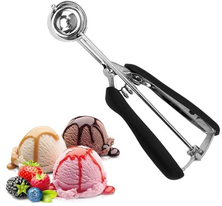 Zcbzbn Eisportionierer Edelstahl, Eiskremportionierer, Keksportionierer, Komfort-Eisportionierer Mit Griff FüR Eis, KartoffelpüRee, Kekse, Melone, Kuchenteig, Durchmesser 3cm/1.2 Inch