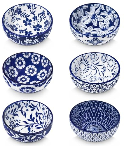 vancasso Selene Ceramic Dipping Bowls Sets of 6, 2.7oz/80ml Serving Dishes for Sauce, Mini Appetizer Serving Bowls for Soy Sauce, Sushi, Condiments & Side Dishes, Microwave & Dishwasher Safe