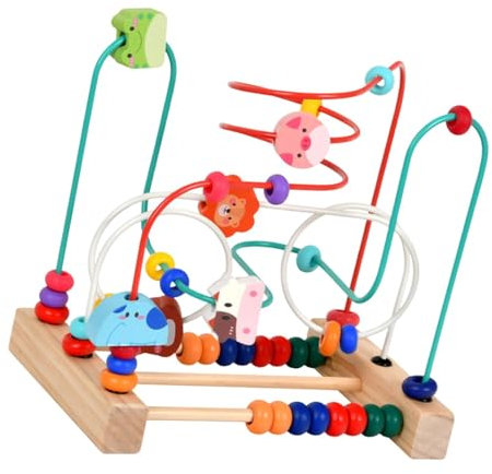 Harilla Laberinto de Cuentas de Madera, Juguete Educativo Circular, coordinación Ojo-Mano, Rodillo Colorido