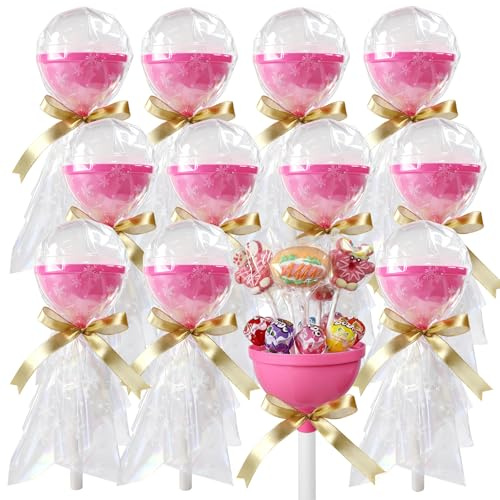 LILIDASO Empty Giant Plastic Lollipop Container,12 PCS Party Favor Container, Candy Box, Empty Cute Container, Birthday or Christmas gift