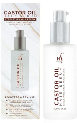 HerStyler Castor Oil Hair Serum for Hair Growth - Hair Shine Serum with Vitamin E - Hair Growth Serum - Hair Serum Heat Protectant - Vitamin E for Silky Hair - 2 Fl Oz (1 Pack)