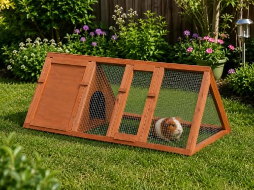 Bunny Business Apex Run with Enclosure Rabbit/Guinea Run Hutch Hutches, 4ft Triangular Runs (RED)