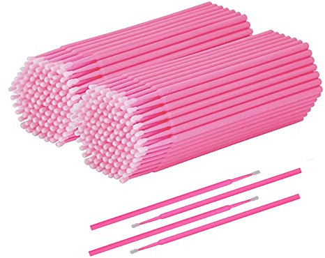 TAKUZA 200 Stück Einweg Microbürsten Wimpernbürste für Wimpernverlängerung, Wimpernlifting Zubehör, Lashes Graft, Makeup Applikator, Oral und Sauberkeit (ROSA)