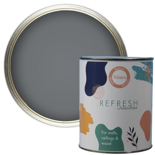 Vintro Paint Refresh Dark Grey Matt Finish for Furniture, Walls, or Wood, Interior Use -1 Litre (Dark Grey)