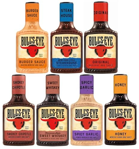 Bull's Eye Barbecue Grill Saucen Probier-Set 7 verschiedene Sorten je 300ml