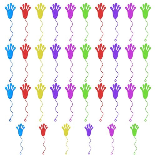Traxenta 36 Stück Gummi Hand, Klebehände Spielzeug, Klebehand Spielzeug, Klatschhand für Kinder Set, Klebrigkeit Klatschhände Set, Klebrige Gummihand, Bunte Glibberhand für Den Kindergeburtstag