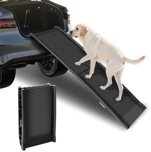 Foldable Dog Ramps Large Dogs with Non-Slip Rug Surface, Extra Long Dog Ramp for Car Portable Pet Ramp Stairs Dogs Steps for Small,Medium,Large Animal, Up to 90kg Get Into a Car, SUV,Truck, Bed, Sofa