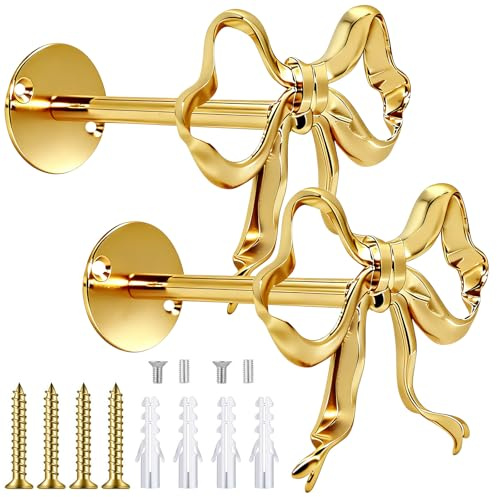 2 fijadores de Cortina con Lazo de Metal, Sujetadores de Cortina, Decoraciones con Lazo Dorado, Soportes Dorados Modernos, Suministros de decoración adecuados para Usar en casa o en la Oficina