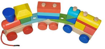 FashionCha Set di Mattoncini Da Costruzione in Legno Impilabili per Trenini per Bambini, Regalo di Compleanno