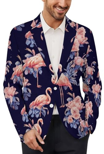 Pink Flamingo Men's Casual Blazer Suit Jackets Two Button Lightweight Coat 4XL