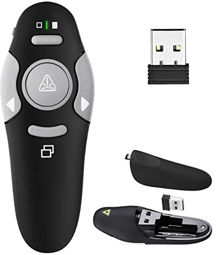 KUIYN Wireless Presenter,Pointer für präsentationen,powerpoint Fernbedienung,präsentations Fernbedienung, Pointer, präsenter, 2.4 GHz 2-in-1-USB-&-Type-C-Empfänger(K100)