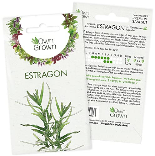 Estragon Samen: Premium Estragon Saatgut zur Anzucht von ca 100 Kräuter Pflanzen – Köstliche Gartenkräuter Pflanzen mehrjährig – Wildkräuter Samen für Garten und Balkon – Kräuter Saatgut von OwnGrown