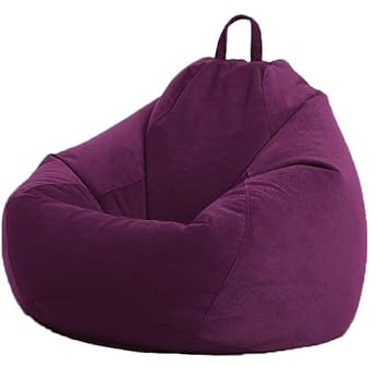 Highdi Velvet Bean Bag No Filler, Gaming Beanbag Chair Cover for Adult Kids Without Filling Highback Comfortable Lazy Sofa Beanbag Soft Toy Storage Bean Bag Seat (Purple,90x100cm)