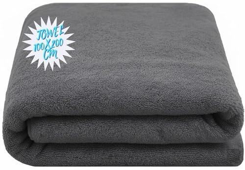 Extra Large Super Jumbo Bath Sheet (100 x 200 cm -600gsm) 100% Egyptian Combed Cotton Towel Super Soft Big Bath Sheet Hotel Quality Towels (Charcoal, Cotton)