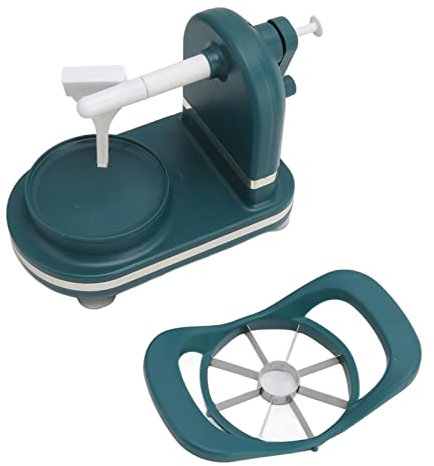 Affettatrice Per Pelapatate Per Mele, Pelapatate a Manovella con Affettatrice Per Mele, Pelapatate da Cucina Multiuso in Plastica, Pelapatate in Acciaio Inossidabile(Verde scuro)