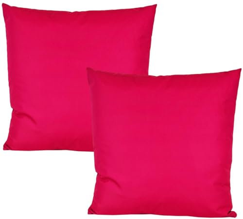 JACK 2er Set Outdoor Kissenhülle Kissenbezug 50x50cm Wasserfest Sitzkissen Lounge Kissen Garten Stuhl Lotus Effekt, Farbe:Himbeere