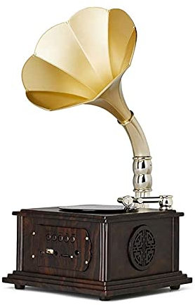WDWDW Tocadiscos Retro Gramófono Mini Vintage Retro Clásico Gramófono Fonógrafo Forma Altavoz Estéreo Sistema de Sonido Caja de Música