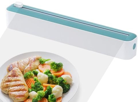 Distributore Pellicola con Tagliapellicola, Ricaricabile per Carta Alluminio, Taglio Rapido Manuale per Conservazione Alimenti Frutta Snack